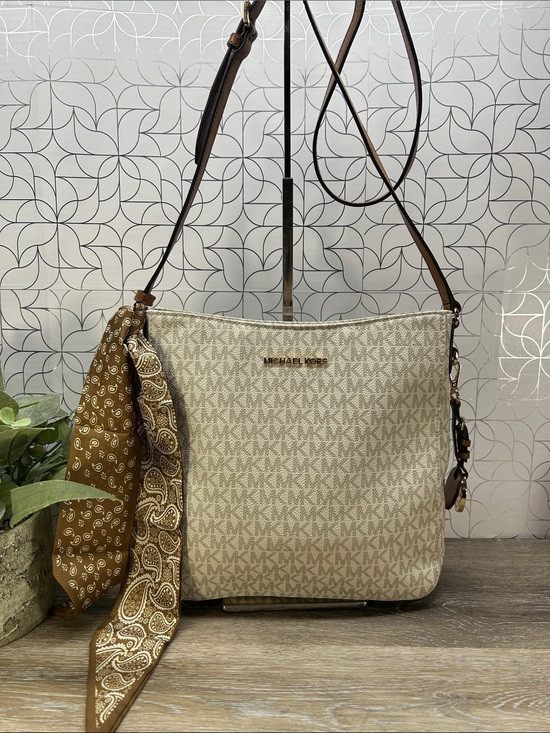 Michael Kors Handbags - 7027 Michael Kors Cream MK Logo Crossbody Bag 269817027